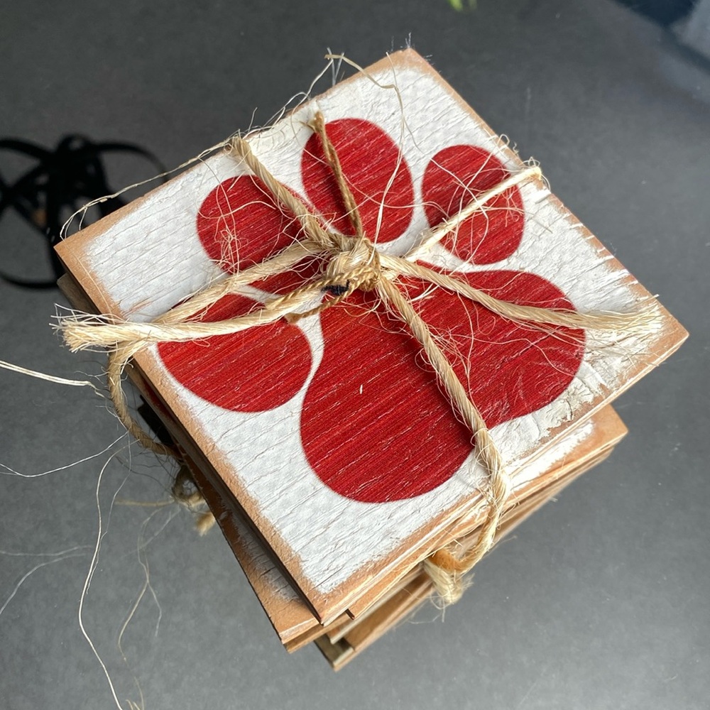 Dog Paw Print Wooden/Coasters Craft Blocks